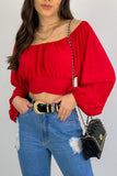 namcoverse Off Shoulder Puff Sleeve Crop Top