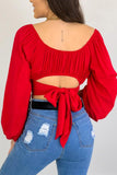 namcoverse Off Shoulder Puff Sleeve Crop Top