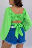 namcoverse Off Shoulder Puff Sleeve Crop Top