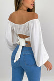 namcoverse Off Shoulder Puff Sleeve Crop Top