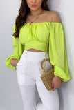 namcoverse Off Shoulder Puff Sleeve Crop Top