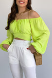 namcoverse Off Shoulder Puff Sleeve Crop Top