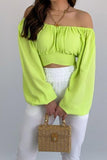 namcoverse Off Shoulder Puff Sleeve Crop Top