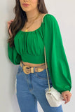 namcoverse Off Shoulder Puff Sleeve Crop Top