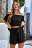 namcoverse Off Shoulder Tops Two Piece Shorts Set