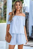 namcoverse Off Shoulder Tops Two Piece Shorts Set