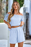 namcoverse Off Shoulder Tops Two Piece Shorts Set