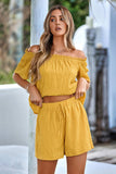 namcoverse Off Shoulder Tops Two Piece Shorts Set