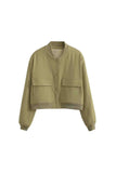 namcoverse Solid Color Pocket Stand Collar Jacket