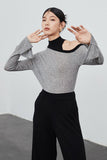 namcoverse One Shoulder Flare Sleeve Patchwork Tops