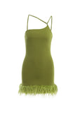 namcoverse One Shoulder Irregular Fuzzy Hem Mini Dress