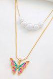 namcoverse Pearl Butterfly Double Layer Necklace