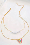 namcoverse Pearl Butterfly Double Layer Necklace