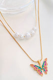 namcoverse Pearl Butterfly Double Layer Necklace