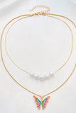 namcoverse Pearl Butterfly Double Layer Necklace