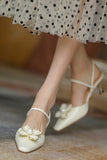 namcoverse Pearl Flower Pointed-Toe Pumps