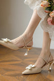 namcoverse Pearl Flower Pointed-Toe Pumps