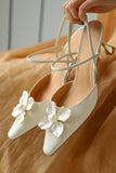 namcoverse Pearl Flower Pointed-Toe Pumps