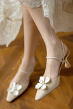 namcoverse Pearl Flower Pointed-Toe Pumps