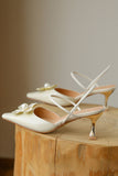 namcoverse Pearl Flower Pointed-Toe Pumps