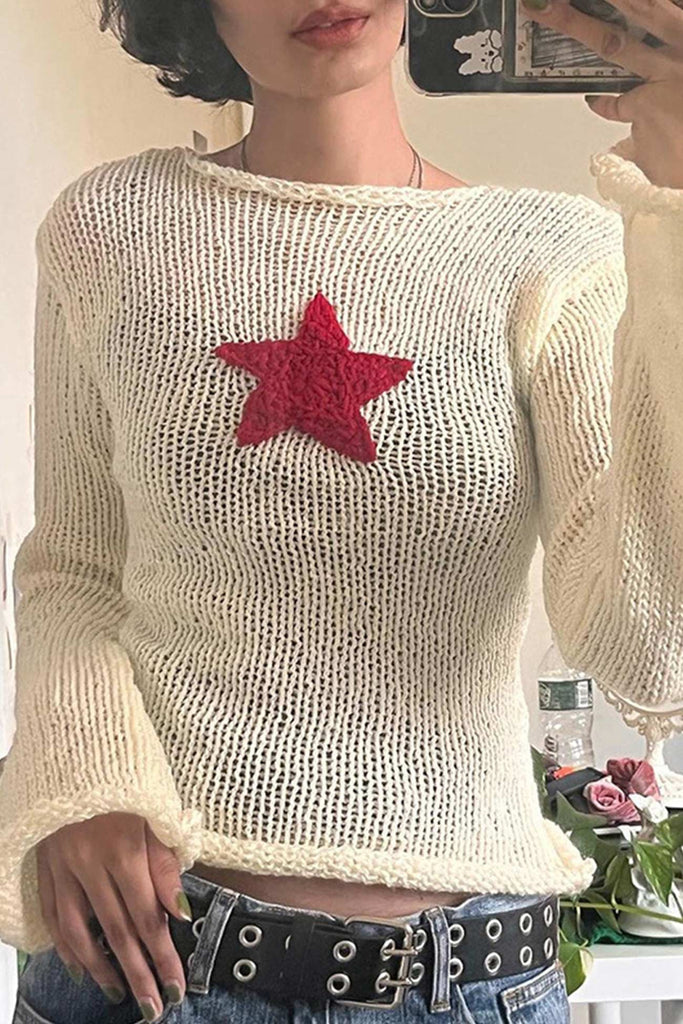 namcoverse Pentagram Jacquard Crimping Sweater