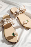 namcoverse Pineapple Pattern Toe Ring Frill Hem Flip-flop Sandals