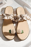 namcoverse Pineapple Pattern Toe Ring Frill Hem Flip-flop Sandals