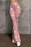 namcoverse Pink Abstract Print Flares Long Pants