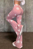 namcoverse Pink Abstract Print Flares Long Pants