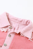 namcoverse Pink Contrast Distressed Denim Crop Top Skirt Suits