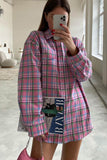 namcoverse Pink Cotton Plaid Blouse