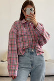 namcoverse Pink Cotton Plaid Blouse