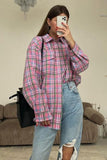 namcoverse Pink Cotton Plaid Blouse