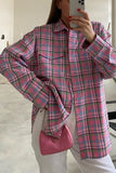 namcoverse Pink Cotton Plaid Blouse