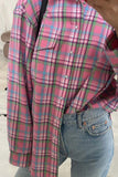 namcoverse Pink Cotton Plaid Blouse