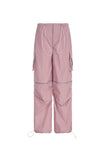 namcoverse Pink Drawstring Zipper Cargo Long Pants