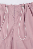 namcoverse Pink Drawstring Zipper Cargo Long Pants