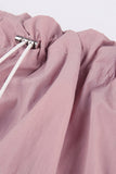 namcoverse Pink Drawstring Zipper Cargo Long Pants