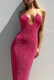 namcoverse Pink Glitter Tie-back Slit Dress