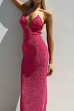 namcoverse Pink Glitter Tie-back Slit Dress