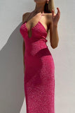 namcoverse Pink Glitter Tie-back Slit Dress