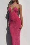 namcoverse Pink Glitter Tie-back Slit Dress