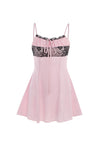 namcoverse Pink Lace Patchwork A-line Cami Dress