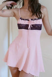 namcoverse Pink Lace Patchwork A-line Cami Dress