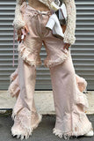 namcoverse Pink Low-waisted Raw Edge Jeans