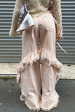 namcoverse Pink Low-waisted Raw Edge Jeans