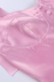 namcoverse Pink Tie-straps Corset Ruched Dress