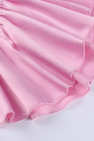 namcoverse Pink Tie-straps Corset Ruched Dress