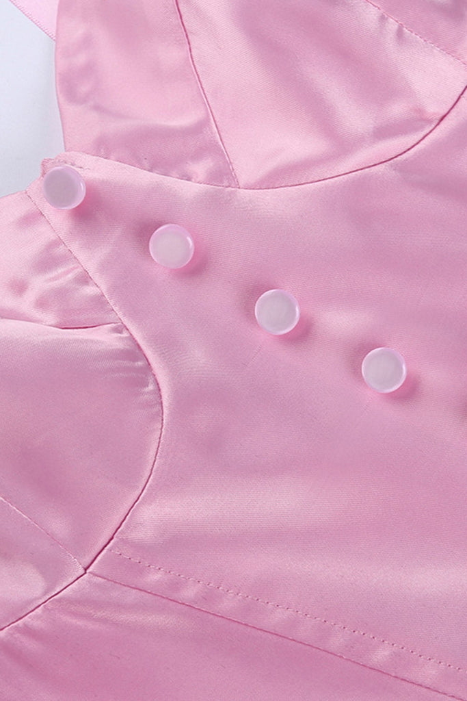 namcoverse Pink Tie-straps Corset Ruched Dress