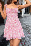 namcoverse Pink Tie-straps Floral Dress